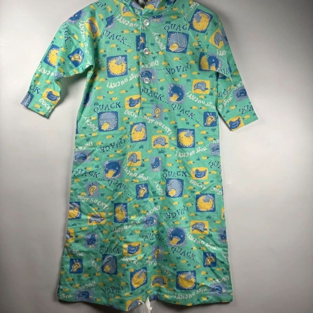 Hanna Andersson VTG Duck Hooded Sleep Gown Mint Green 6-12 Months Y2K Lounge